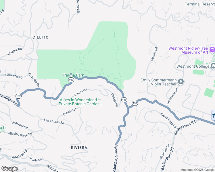 map of restaurants, bars, coffee shops, grocery stores, and more near 407 Conejo Road in Santa Barbara