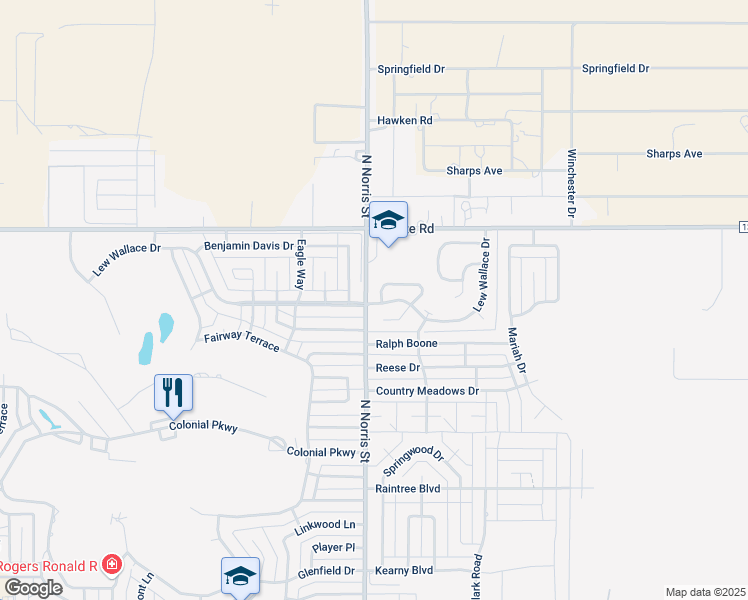 map of restaurants, bars, coffee shops, grocery stores, and more near 105 Buccaneer Loop in Clovis