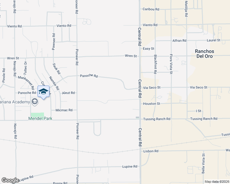 map of restaurants, bars, coffee shops, grocery stores, and more near Via Seco Street in San Bernardino County