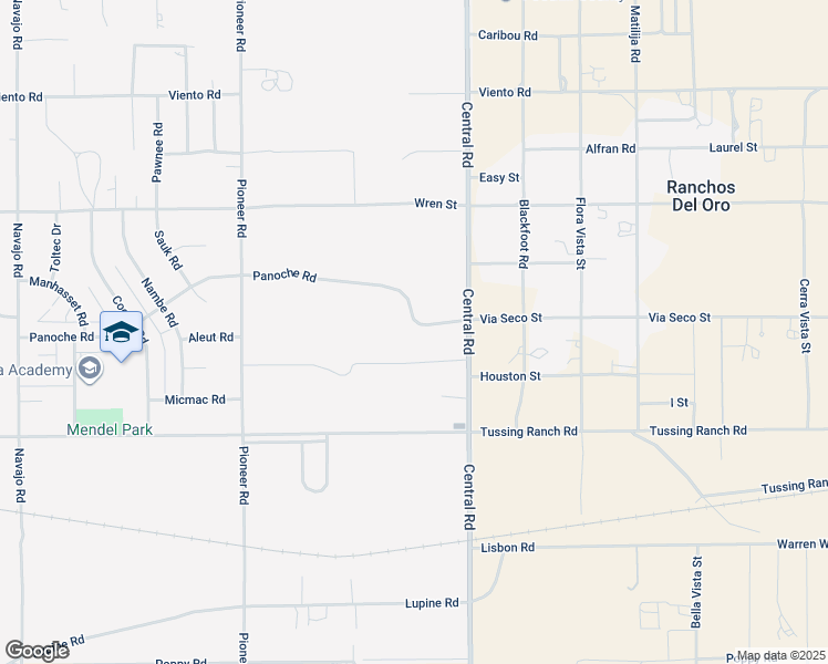 map of restaurants, bars, coffee shops, grocery stores, and more near Via Seco Street in Apple Valley