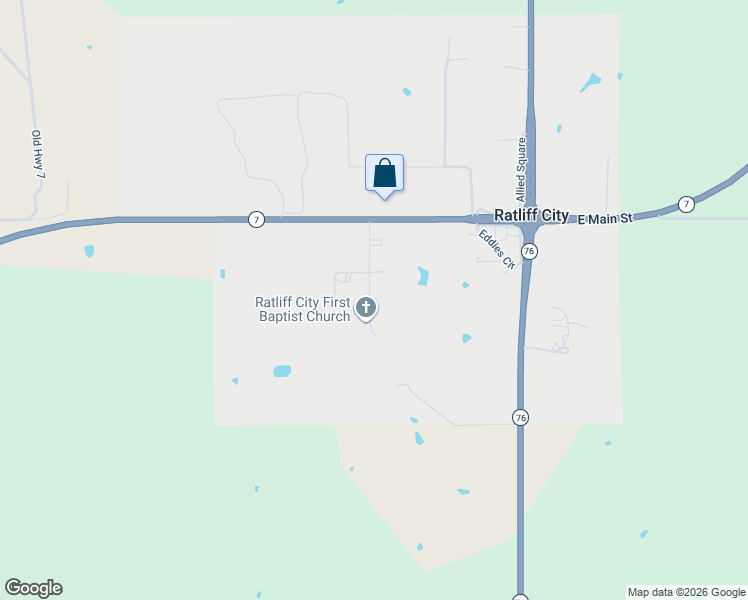 map of restaurants, bars, coffee shops, grocery stores, and more near 199 Church Street in Ratliff City