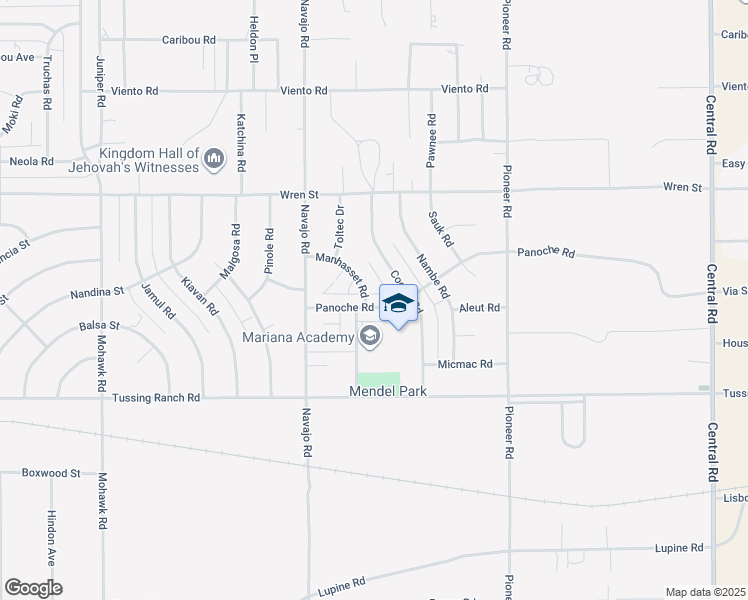 map of restaurants, bars, coffee shops, grocery stores, and more near 10693 Manhasset Road in Apple Valley