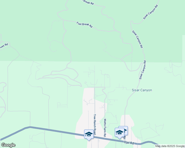 map of restaurants, bars, coffee shops, grocery stores, and more near 12841 Tree Ranch Road in Ojai