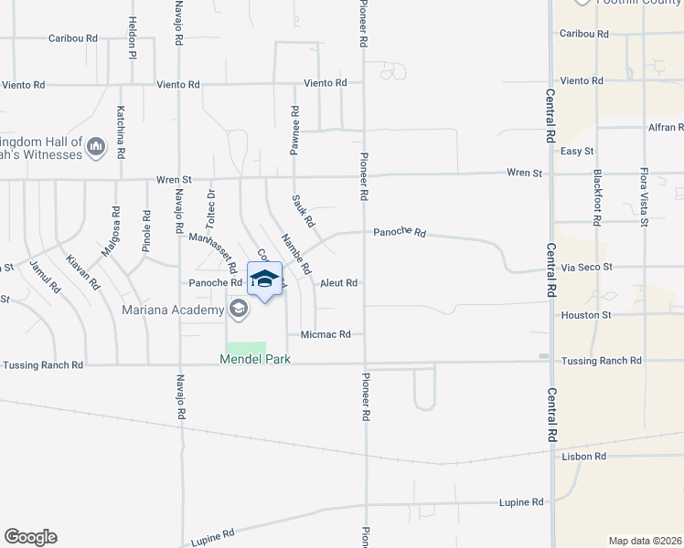 map of restaurants, bars, coffee shops, grocery stores, and more near 22028 Aleut Road in Apple Valley