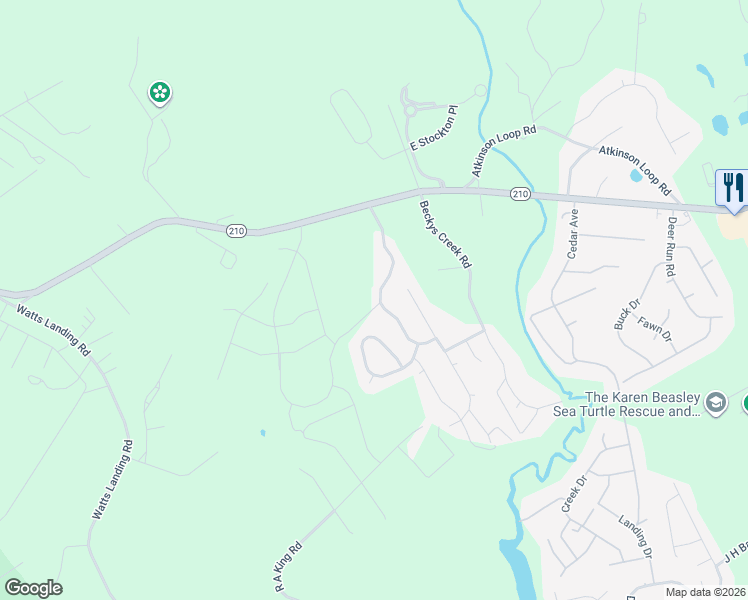 map of restaurants, bars, coffee shops, grocery stores, and more near 125 Saltwater Landing Drive in Hampstead