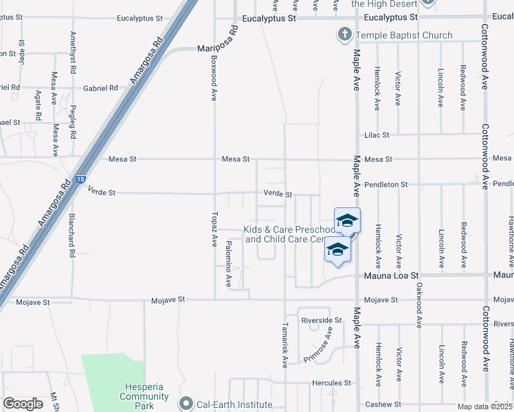 map of restaurants, bars, coffee shops, grocery stores, and more near Quarter Horse Avenue in Hesperia