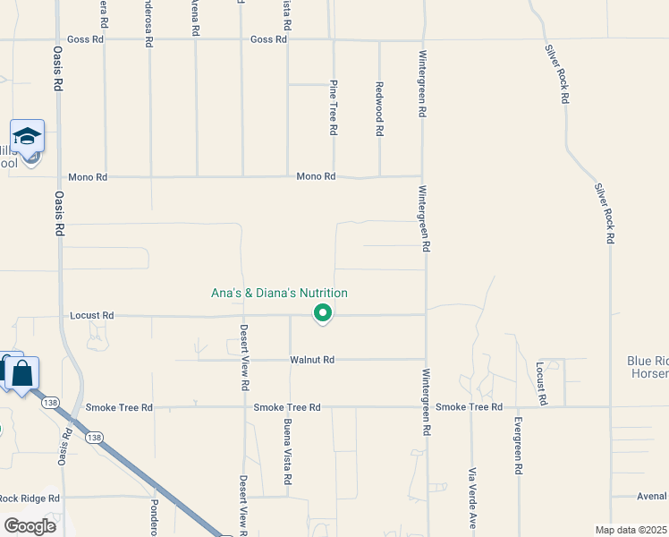 map of restaurants, bars, coffee shops, grocery stores, and more near Pine Tree Road in Pinon Hills