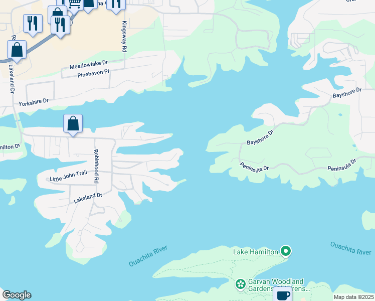 map of restaurants, bars, coffee shops, grocery stores, and more near 152 Mimosa Point in Hot Springs