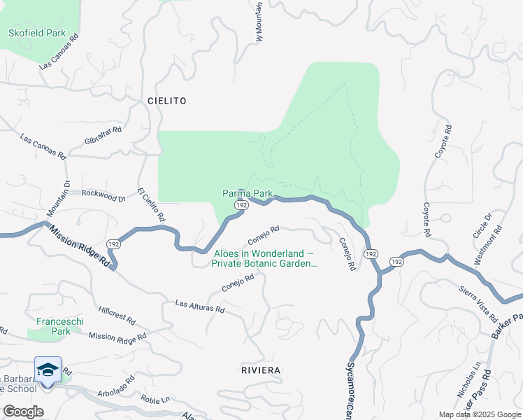 map of restaurants, bars, coffee shops, grocery stores, and more near 2111 Stanwood Drive in Santa Barbara