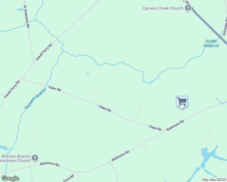 map of restaurants, bars, coffee shops, grocery stores, and more near 640 Flake Road in Council