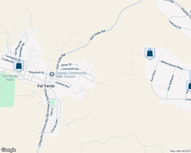 map of restaurants, bars, coffee shops, grocery stores, and more near Cromwell Avenue in Castaic