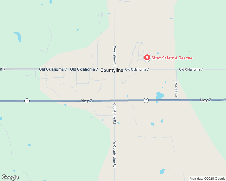 map of restaurants, bars, coffee shops, grocery stores, and more near Countyline Road in Ratliff City