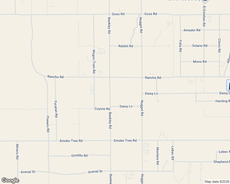 map of restaurants, bars, coffee shops, grocery stores, and more near 3600 Daisy Lane in Phelan
