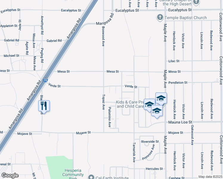 map of restaurants, bars, coffee shops, grocery stores, and more near 10787 Morgan Court in Hesperia