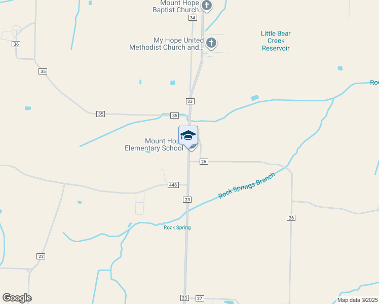 map of restaurants, bars, coffee shops, grocery stores, and more near 8455 County Road 23 in Mount Hope