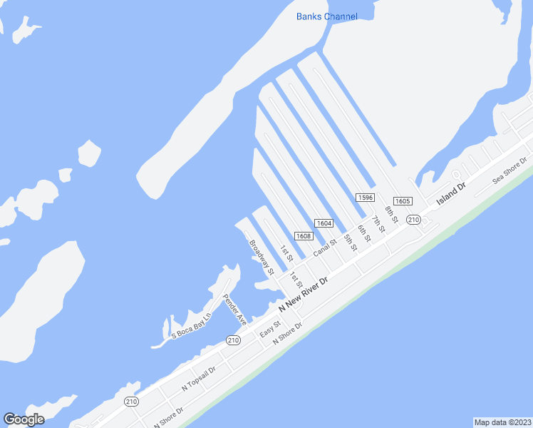 map of restaurants, bars, coffee shops, grocery stores, and more near 1054 1st Street in Surf City