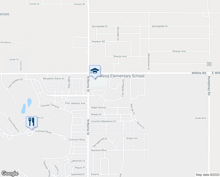 map of restaurants, bars, coffee shops, grocery stores, and more near 320 Fireball Drive in Clovis