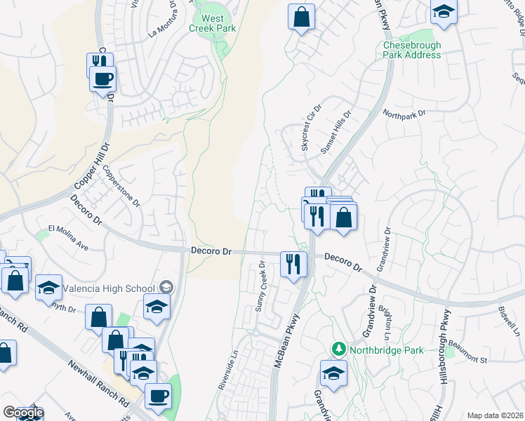 map of restaurants, bars, coffee shops, grocery stores, and more near 27722 Summer Grove Place in Los Angeles
