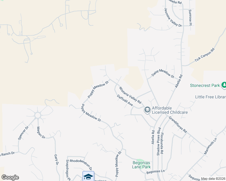 map of restaurants, bars, coffee shops, grocery stores, and more near 15046 Daffodil Avenue in Santa Clarita