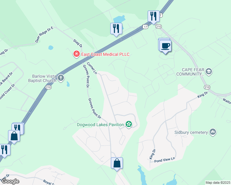 map of restaurants, bars, coffee shops, grocery stores, and more near Lumis Court in Hampstead