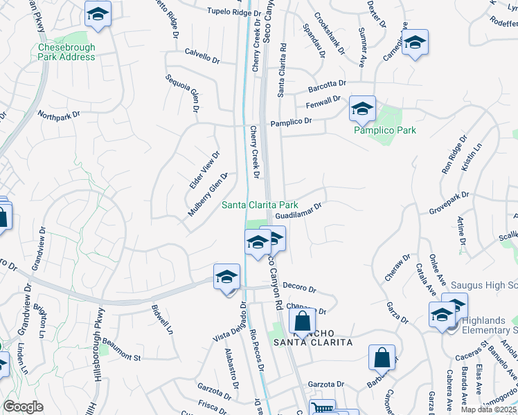 map of restaurants, bars, coffee shops, grocery stores, and more near 27285 Seco Canyon Road in Santa Clarita