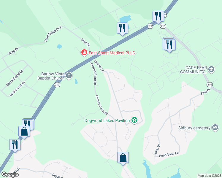 map of restaurants, bars, coffee shops, grocery stores, and more near 125 Cornel Lane in Hampstead