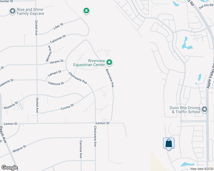 map of restaurants, bars, coffee shops, grocery stores, and more near 19000 Covina Street in Hesperia
