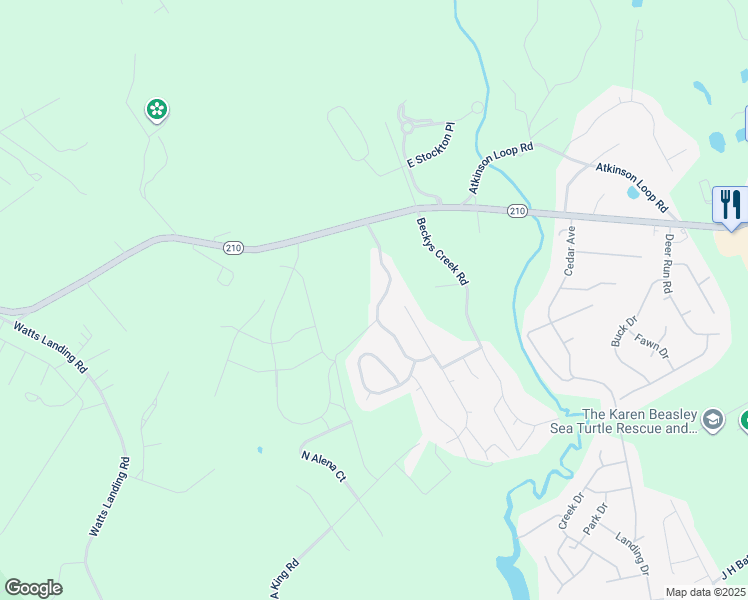 map of restaurants, bars, coffee shops, grocery stores, and more near 121 Saltwater Landing Drive in Hampstead