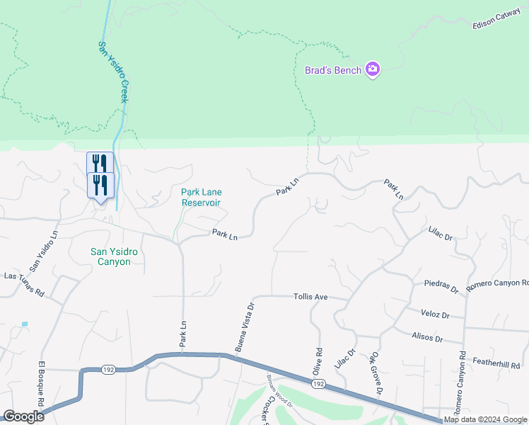 map of restaurants, bars, coffee shops, grocery stores, and more near 890 Park Lane in Montecito