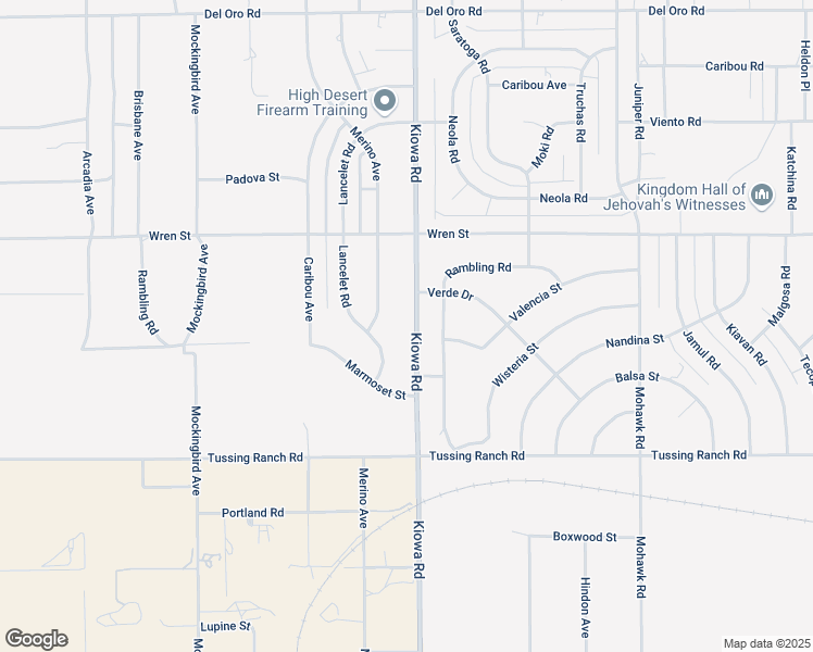 map of restaurants, bars, coffee shops, grocery stores, and more near 10781 Merino Avenue in Apple Valley