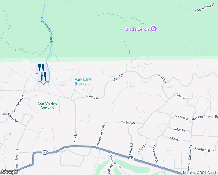 map of restaurants, bars, coffee shops, grocery stores, and more near 890 Park Lane in Montecito