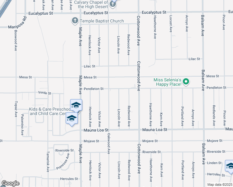 map of restaurants, bars, coffee shops, grocery stores, and more near 10798 Lincoln Avenue in Hesperia