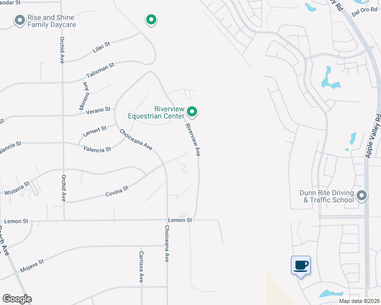 map of restaurants, bars, coffee shops, grocery stores, and more near 19000 Covina Street in Hesperia