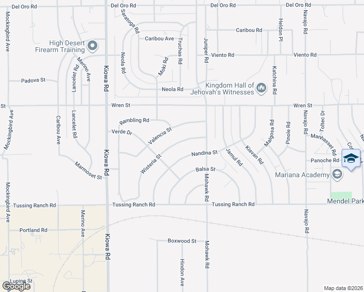 map of restaurants, bars, coffee shops, grocery stores, and more near 21210 Wisteria Street in Apple Valley