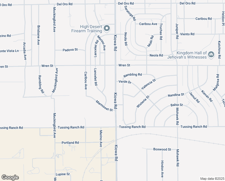 map of restaurants, bars, coffee shops, grocery stores, and more near 10781 Merino Avenue in Apple Valley