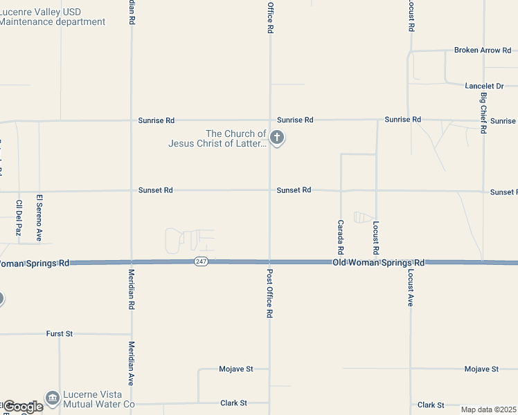 map of restaurants, bars, coffee shops, grocery stores, and more near 10650 Post Office Road in Lucerne Valley