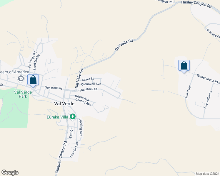 map of restaurants, bars, coffee shops, grocery stores, and more near Cromwell Avenue in Castaic