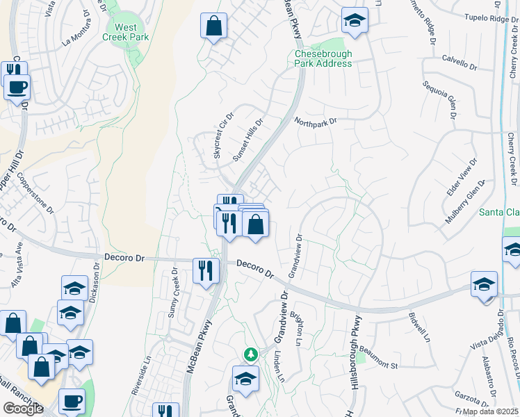 map of restaurants, bars, coffee shops, grocery stores, and more near 27800 McBean Parkway in Santa Clarita