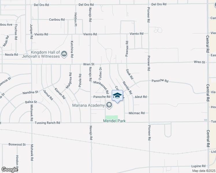 map of restaurants, bars, coffee shops, grocery stores, and more near 10784 Cochiti Road in Apple Valley