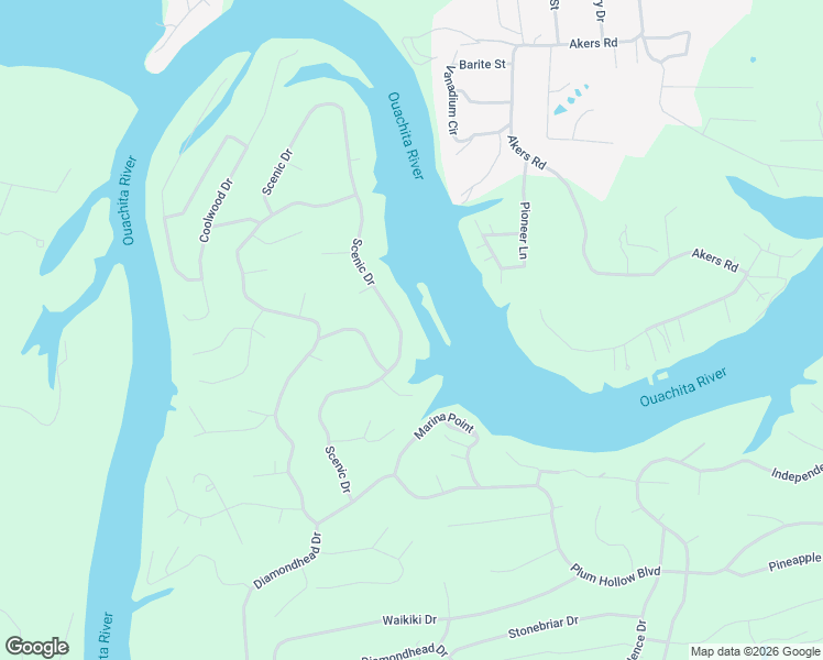 map of restaurants, bars, coffee shops, grocery stores, and more near 233 Scenic Drive in Hot Springs