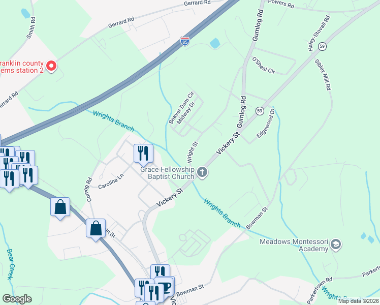 map of restaurants, bars, coffee shops, grocery stores, and more near 149 Wright Street in Lavonia