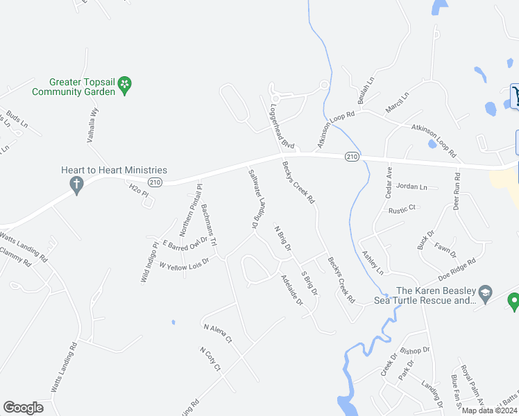 map of restaurants, bars, coffee shops, grocery stores, and more near 115 Saltwater Landing Drive in Hampstead