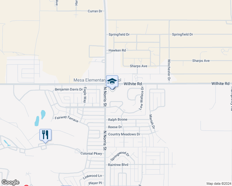 map of restaurants, bars, coffee shops, grocery stores, and more near 4801 North Norris Street in Clovis