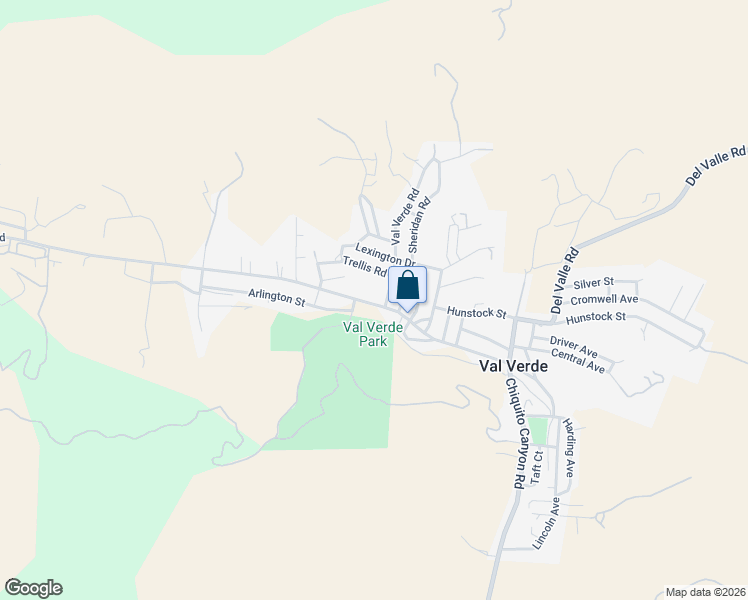 map of restaurants, bars, coffee shops, grocery stores, and more near San Martinez Road in Val Verde