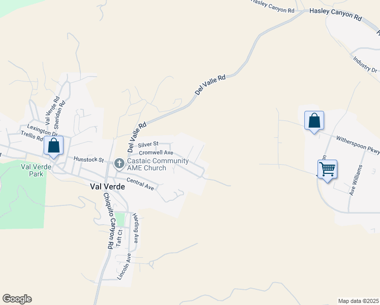 map of restaurants, bars, coffee shops, grocery stores, and more near Lomita Drive in Val Verde