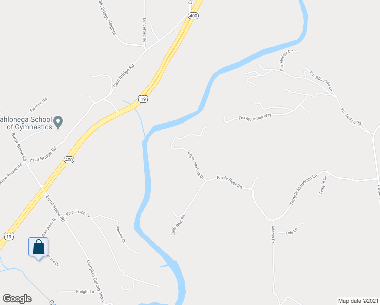 map of restaurants, bars, coffee shops, grocery stores, and more near 251 Eagle Overlook Drive in Dahlonega