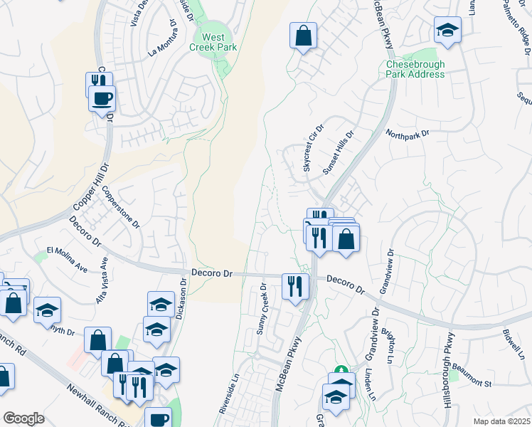 map of restaurants, bars, coffee shops, grocery stores, and more near 27805 Summer Grove Place in Santa Clarita