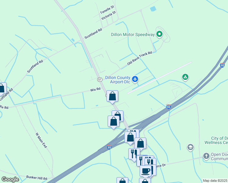 map of restaurants, bars, coffee shops, grocery stores, and more near 1005 Airport Road in Dillon