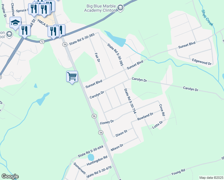 map of restaurants, bars, coffee shops, grocery stores, and more near 100 State Road S-30-747 in Clinton