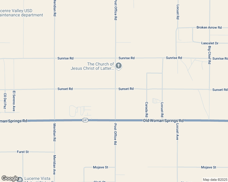map of restaurants, bars, coffee shops, grocery stores, and more near 10650 Post Office Road in Lucerne Valley